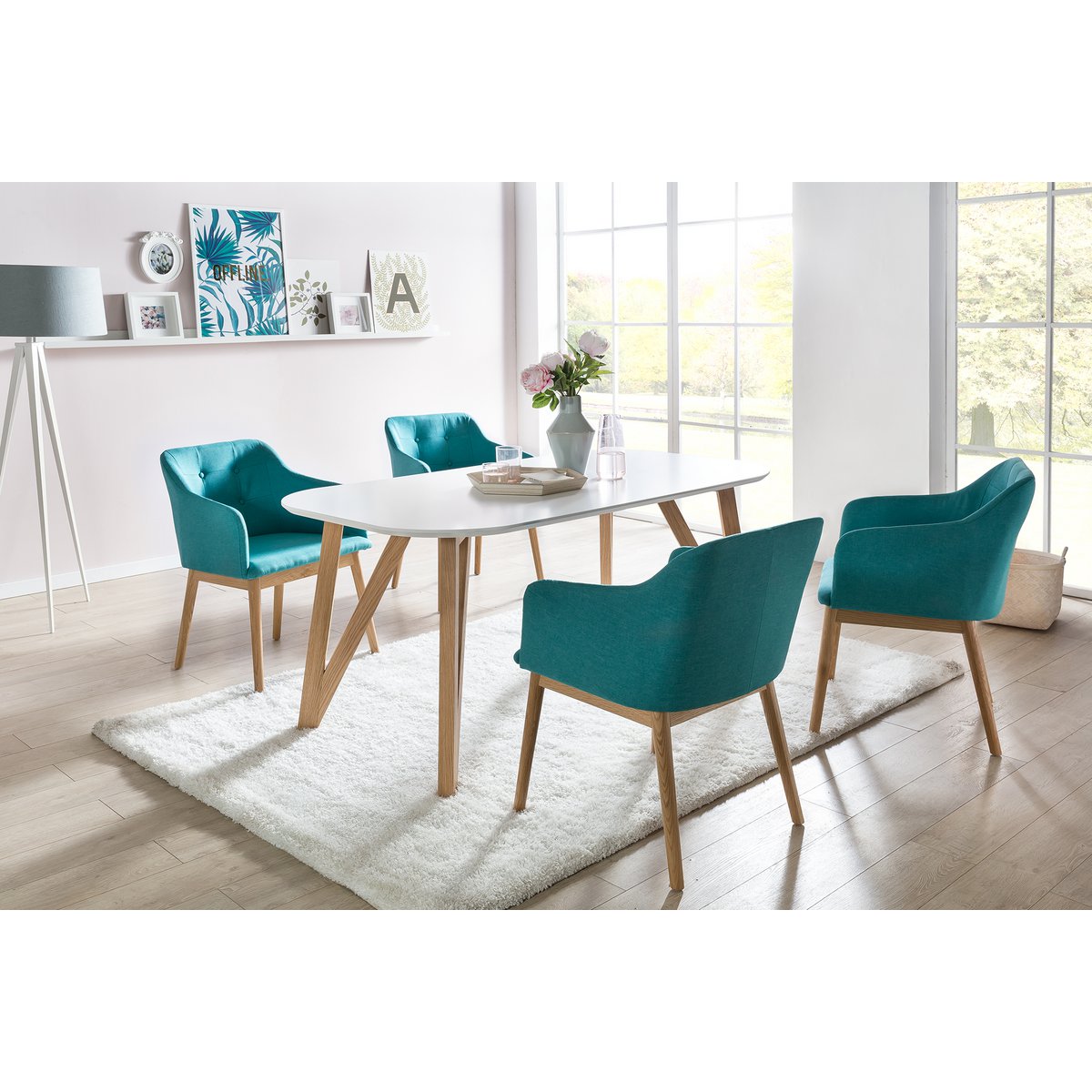 Eettafel 120x80x76 cm wit eiken
