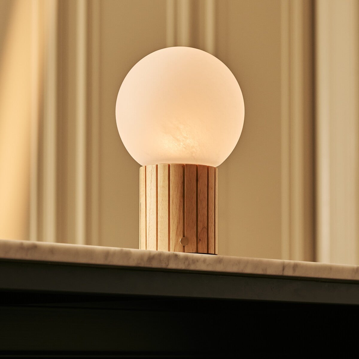 Nadine Light Brown Rechargeable Table Lamp | 3 Light Colors, Modular Lampshade & Cordless