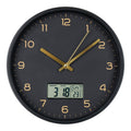 Amiens Wandklok - Zwart, Kunststof, Glas, LCD, Ø25cm