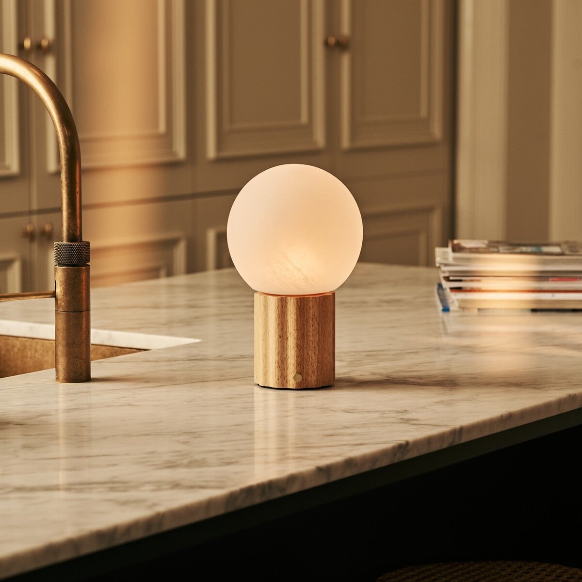 Wim Light Brown Rechargeable Table Lamp | 3 Light Colors, Modular Lampshade & Cordless