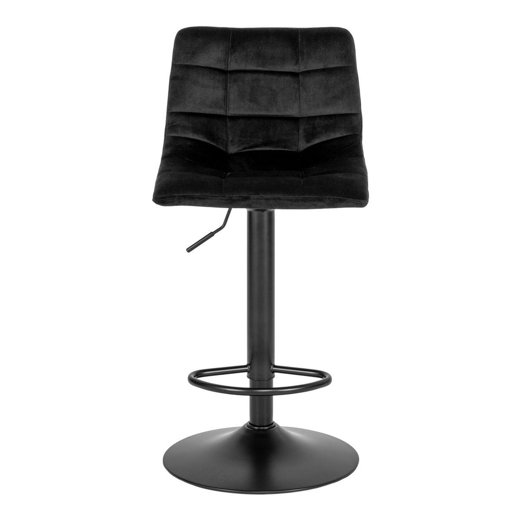 Middelfart Barstoel - Polyester Fluweel, Staal, Zwart - Set van 2