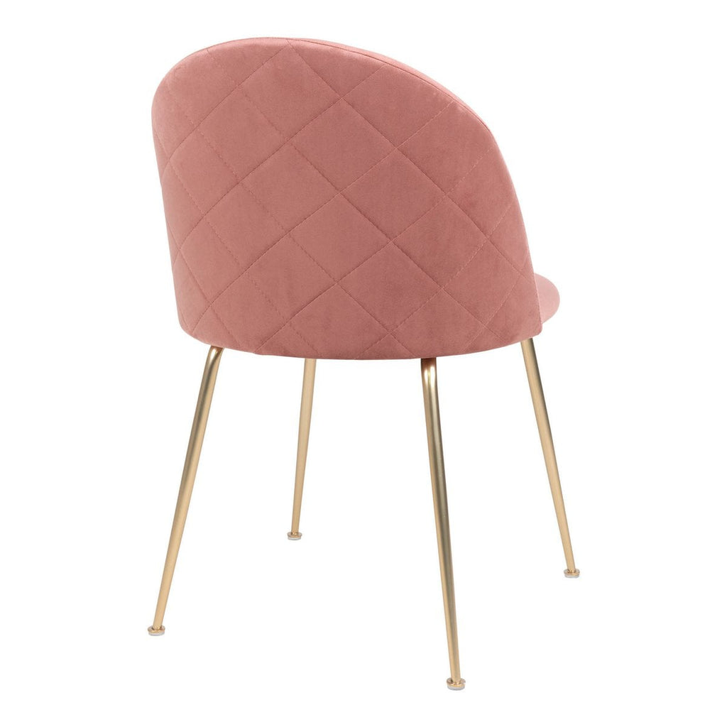 Geneve eetkamerstoel - Fluweel, staal, roze - Set van 2