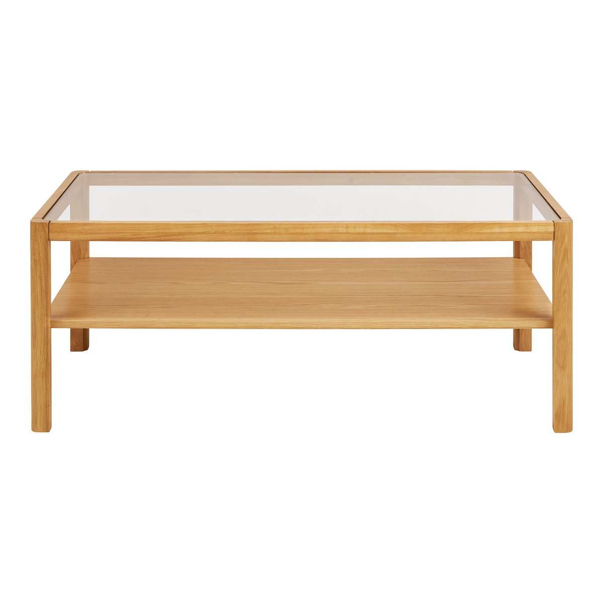 Lourmarin Salontafel, eiken/eikenfineer/gehard glas, naturel, 110x60x45 cm