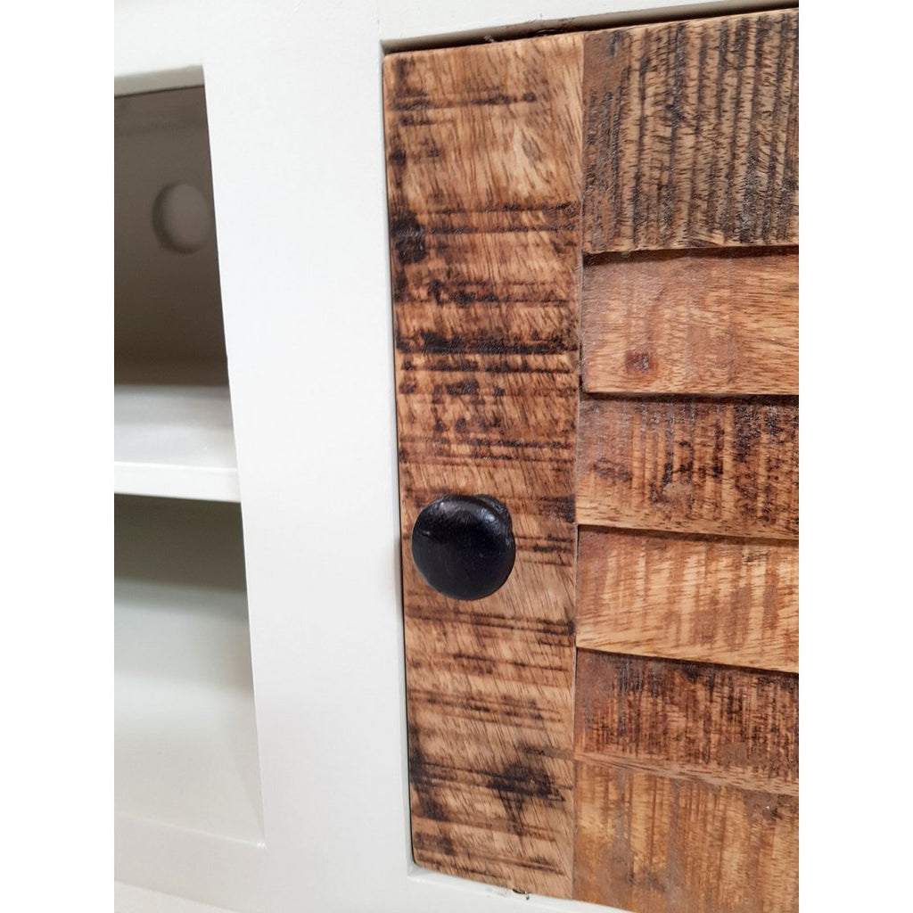 TV-lowboard TV-meubel B 114 H 45 cm massief houten TV-meubel Ibiza wit massief mangohout