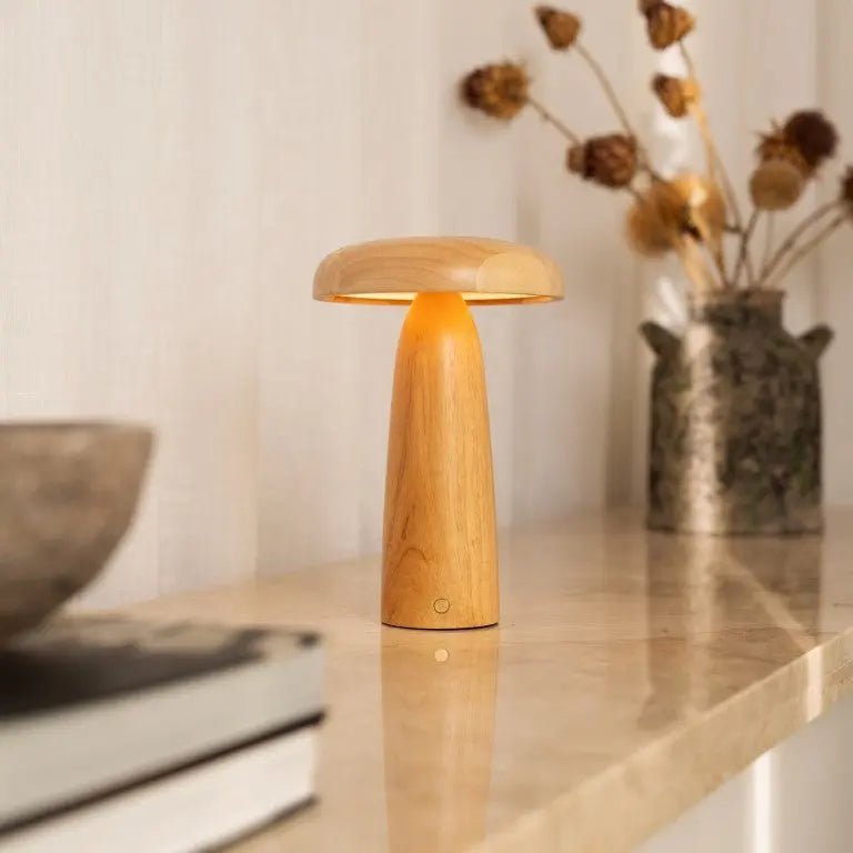 Lennart Lichtbruine Houten Tafellamp | Oplaadbaar, draadloos en dimbaar