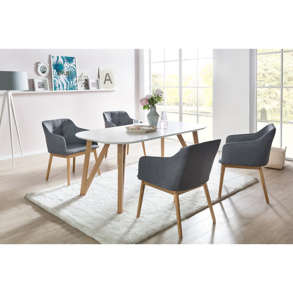 Eettafel 140x90x76 cm wit eiken