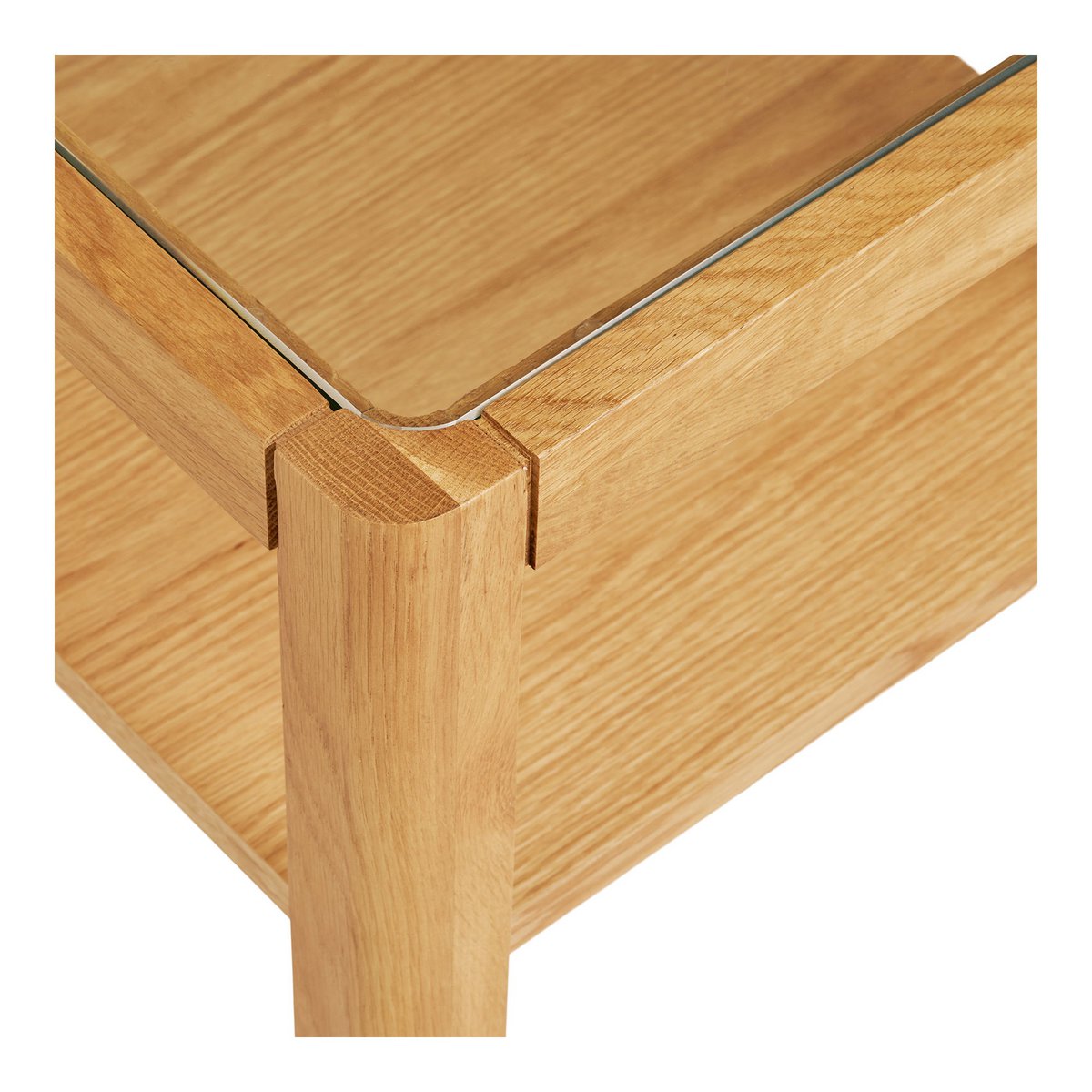 Lourmarin Bijzettafel, eiken/eikenfineer/gehard glas, naturel, 40x40x45 cm