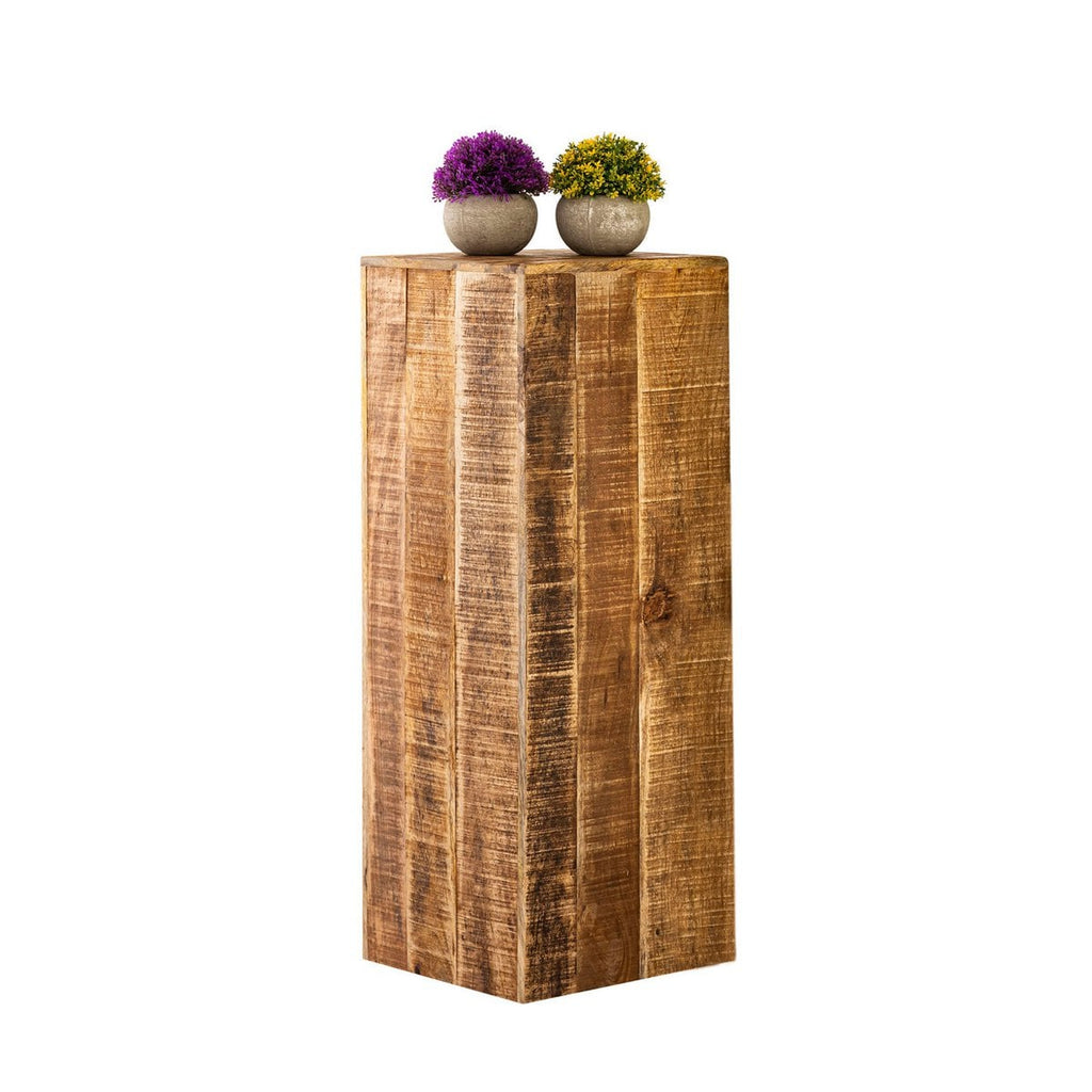 Bloemzuil 27x27 H50 of 73cm bloemenkruk hout plantenstandaard bijzettafel vierkant mangohout