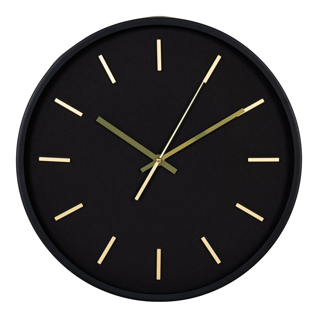 Kensington Wandklok - Wandklok, zwart, geruisloos uurwerk, rond, ø35 cm
