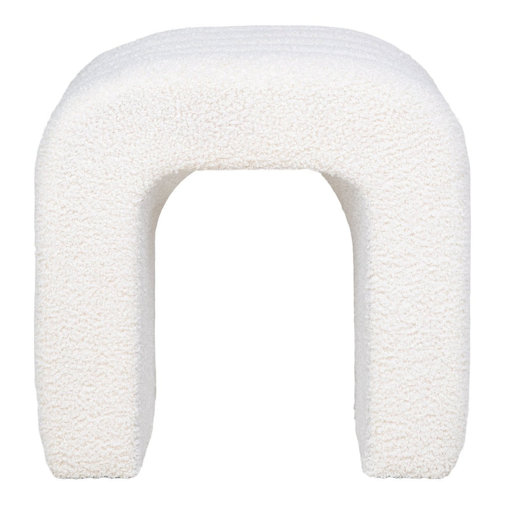 Colma Poef - MDF, Grenenhout, Schuim, Polyester, Wit - 41x36,5 cm
