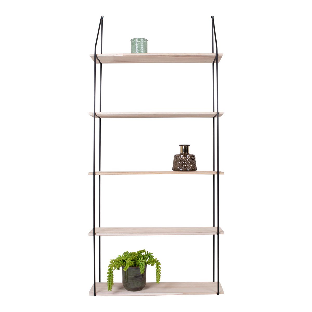 Eindhoven Plank - Zwart/Natuurlijk, Staal, Paulownia, 65x17x145cm