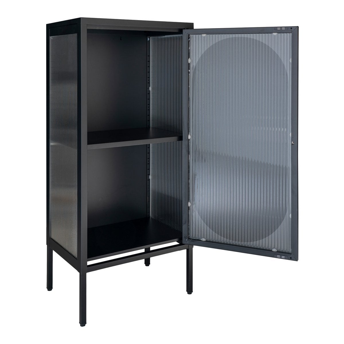 Adelaide Vitrinekast - Zwart, Staal/Glas, 50x35x110 cm