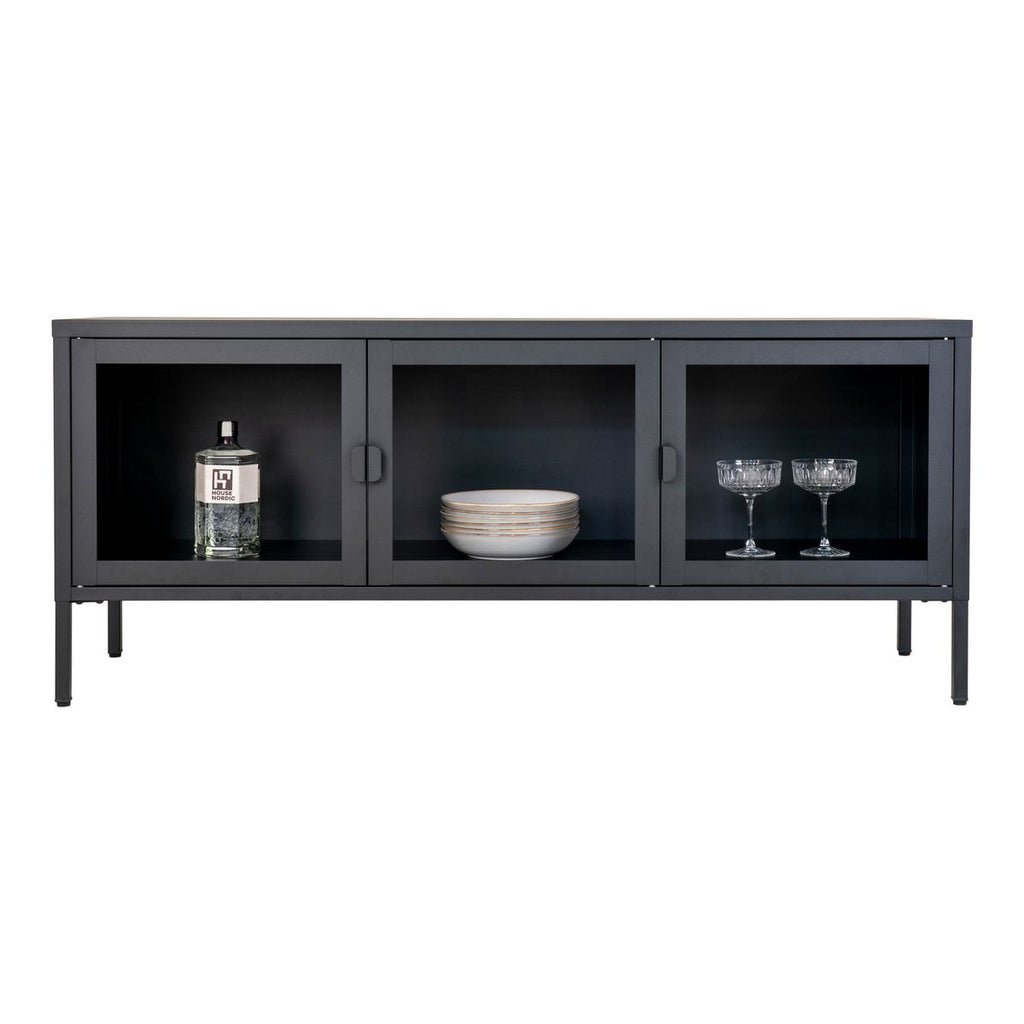 Brisbane TV-meubel - Zwart, Staal/Glas, 130x40x55 cm