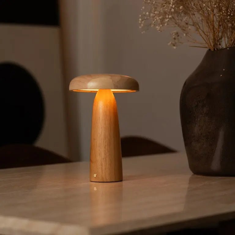 Lennart Lichtbruine Houten Tafellamp | Oplaadbaar, draadloos en dimbaar