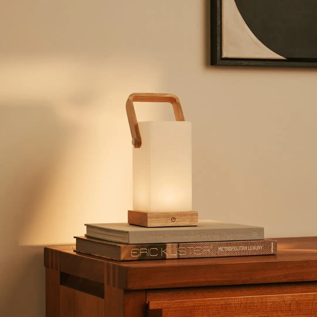 Harper Lichtbruine Houten Lamp | Draagbaar, oplaadbaar en veelzijdig