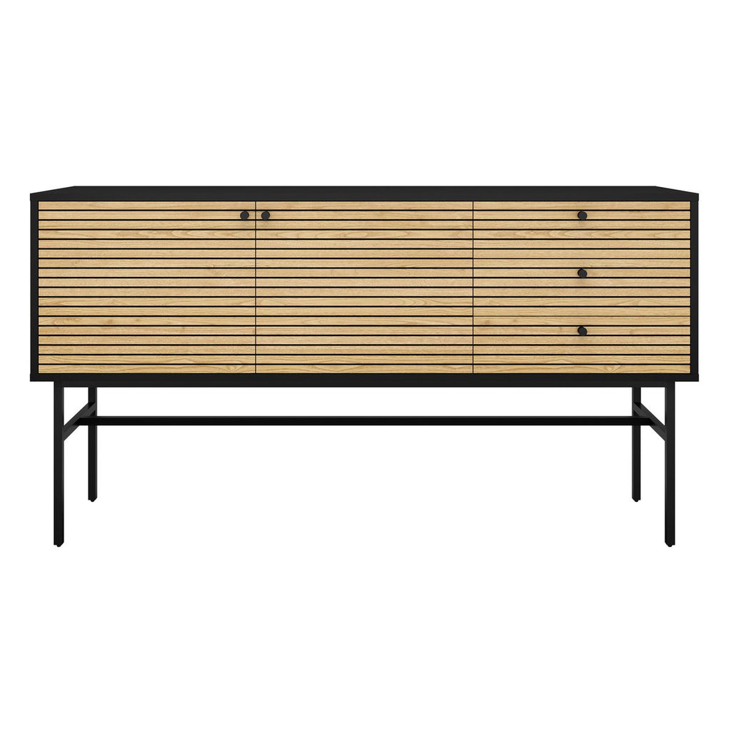 Dressoir zwart/eiken echt houtfineer