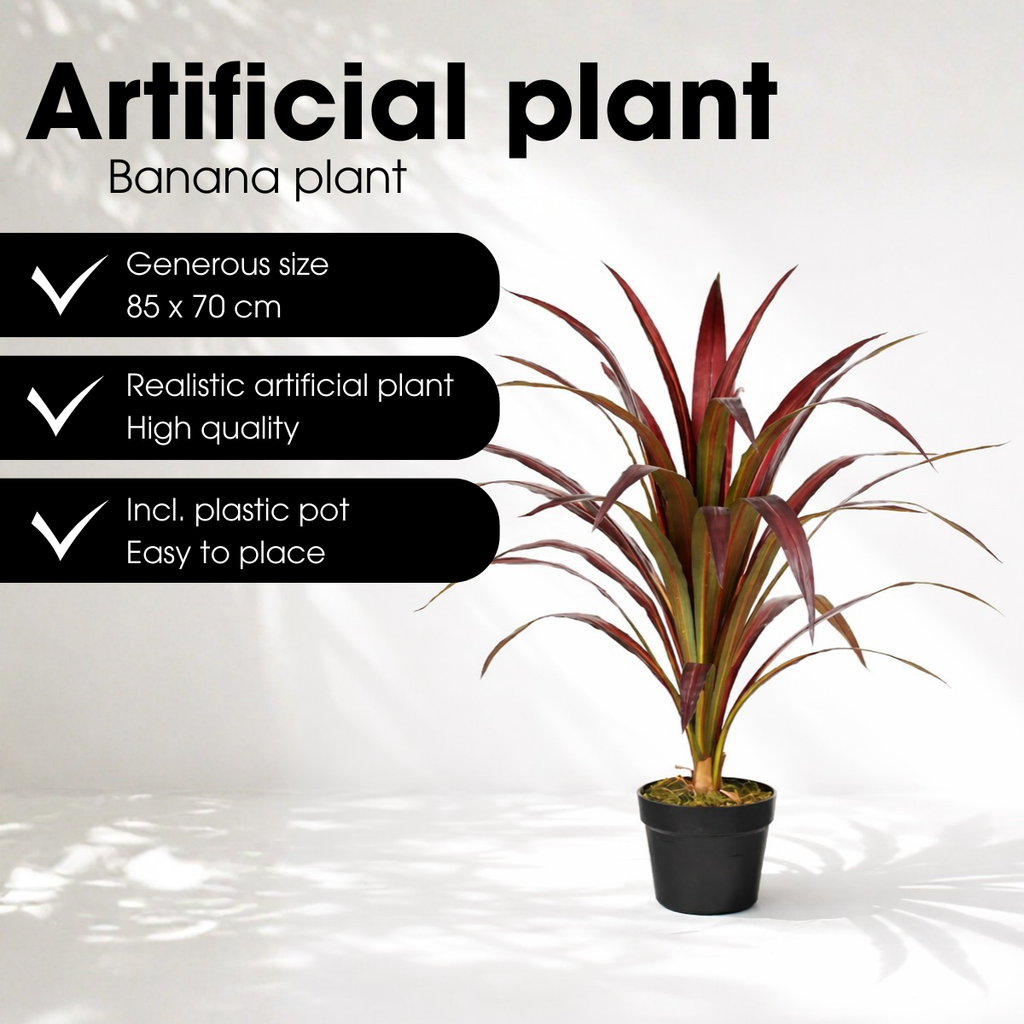 Kunstplant Bananenboom Rood