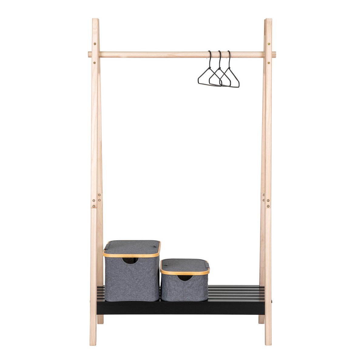 Torino Kledingrek - Naturel/Zwart, MDF/Paulownia, 94,5x39x170 cm