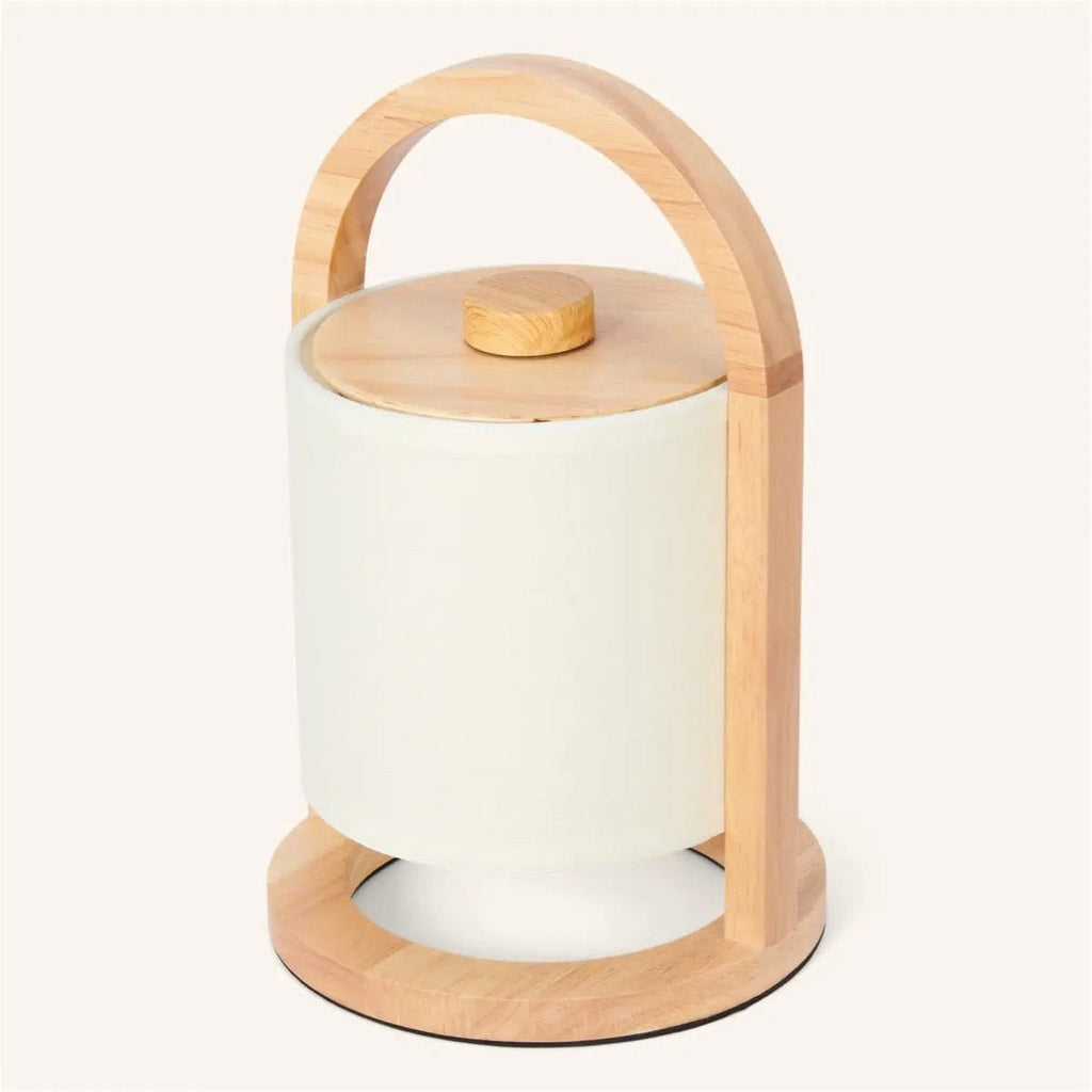 River Lichtbruine Houten Oplaadbare Lamp | Linnenmix, veelzijdig en tot 100 uur batterijduur