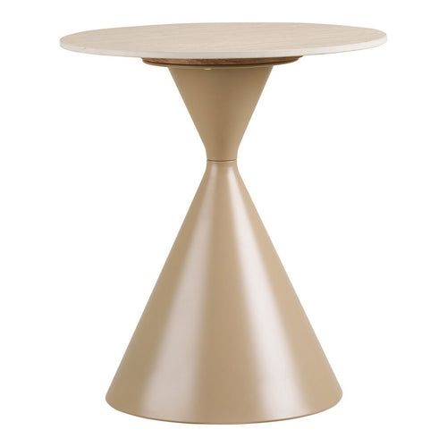 Annecy Bijzettafel, keramisch tafelblad/staal, travertijn/zand, ø50x56 cm