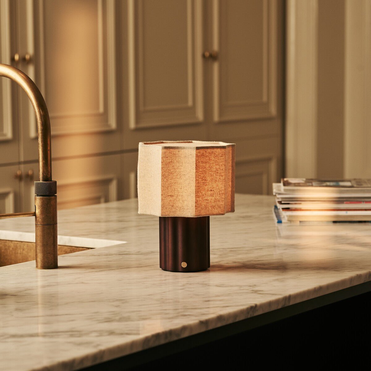 Eloïsa Dark Brown Rechargeable Table Lamp | Linen Blend, Modular & Dimmable