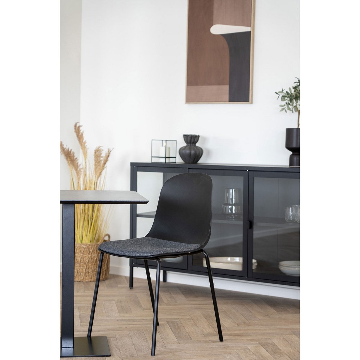 Madalena Eetkamerstoel - Zwart, 53x50x85cm - Set van 2