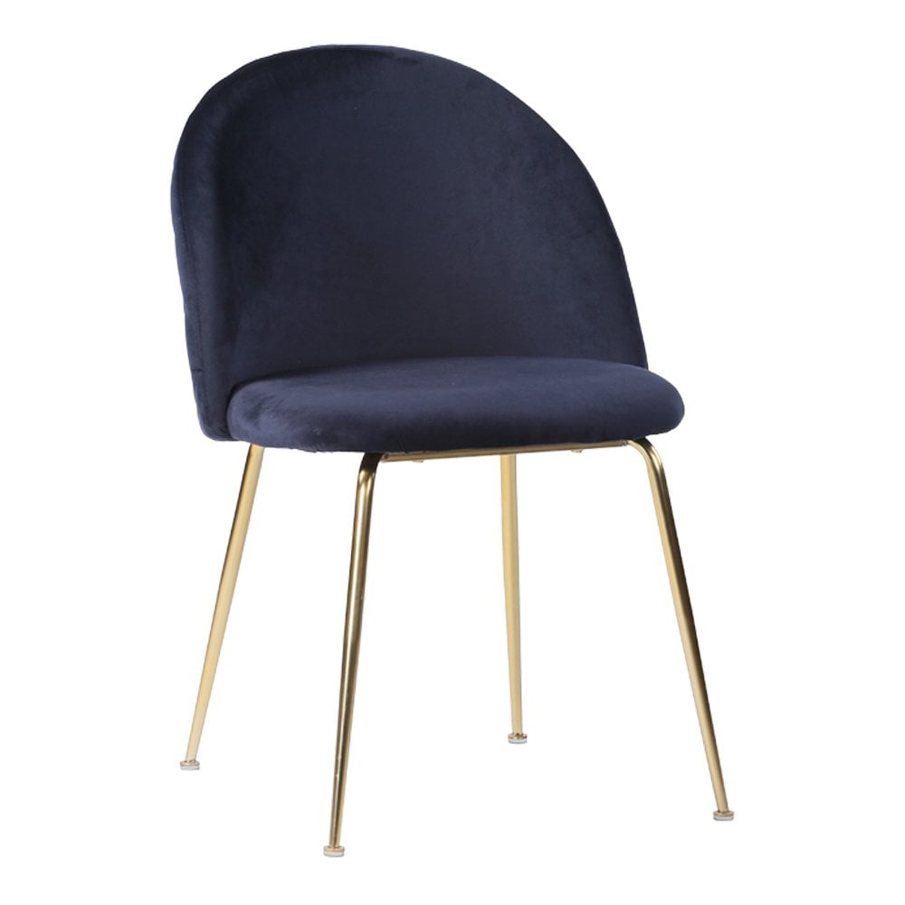 Geneve eetkamerstoel - Fluweel, staal, blauw - Set van 2
