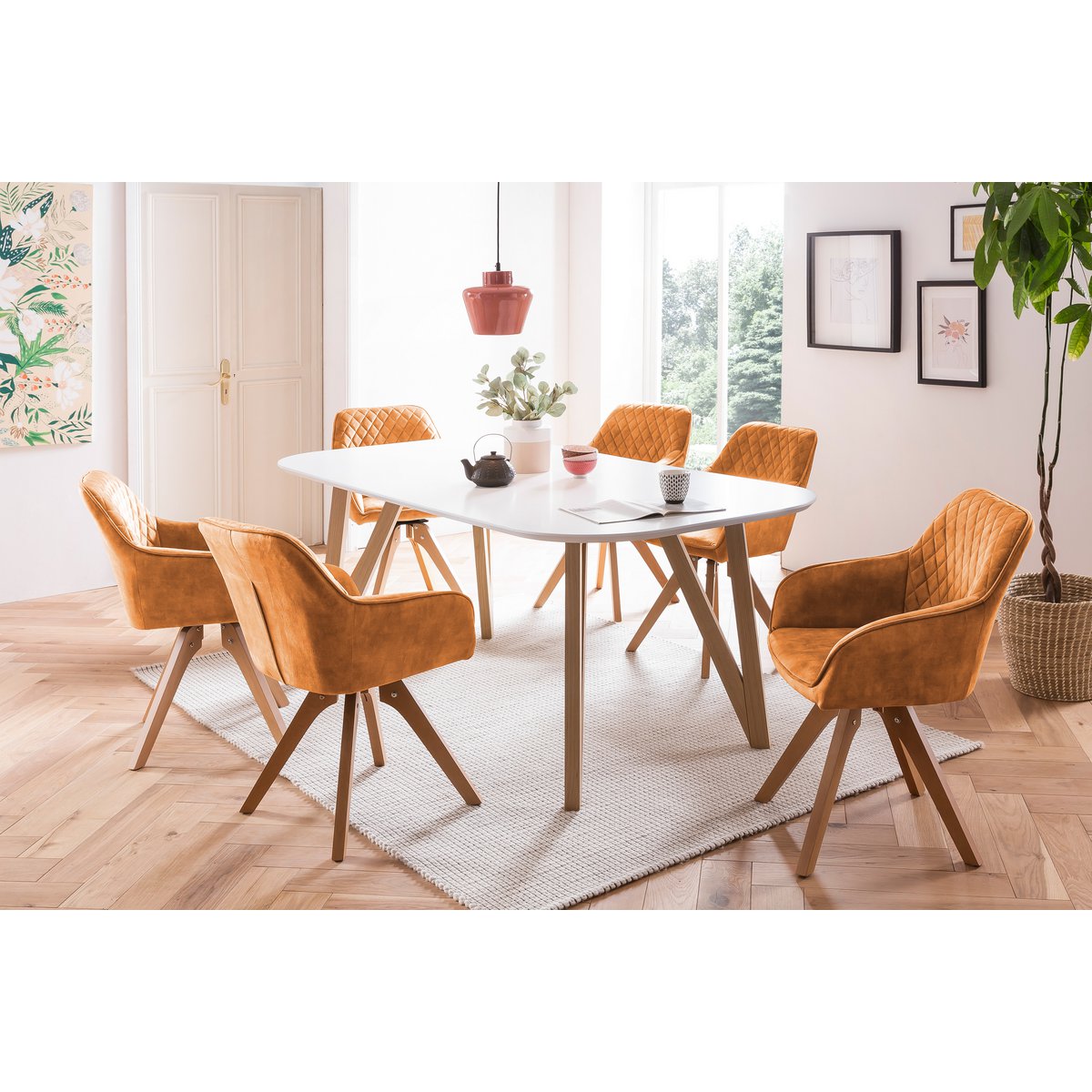 Eettafel 140x90x76 cm wit eiken