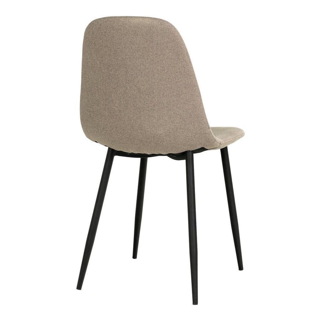 Stockholm Eetkamerstoel - Steen, Polyester, Zwart metalen poten - Set van 2
