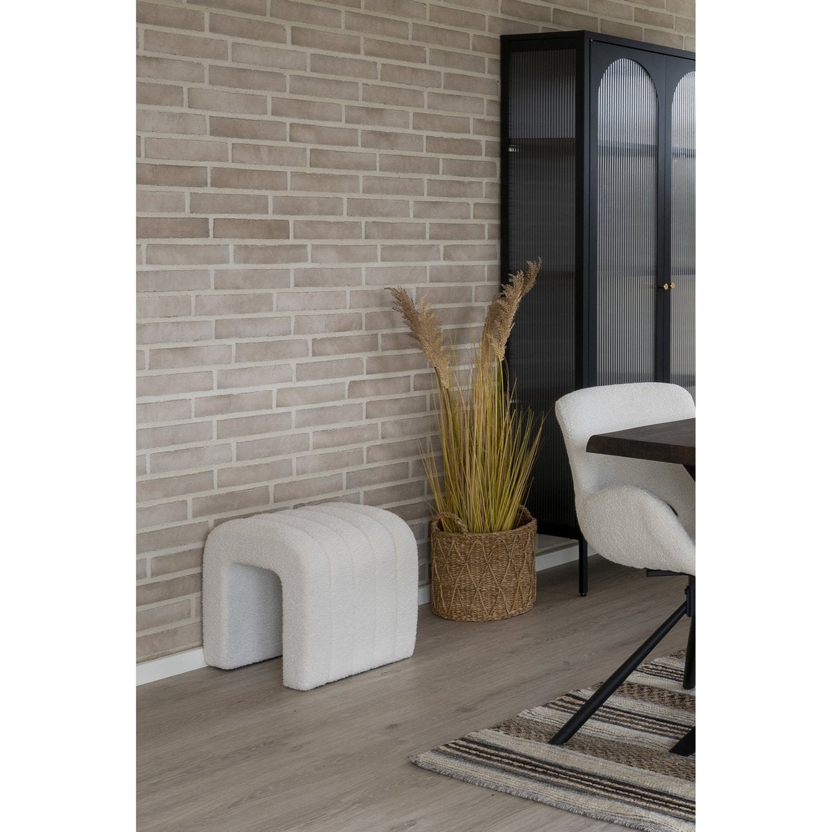 Colma Poef - MDF, Grenenhout, Schuim, Polyester, Wit - 41x36,5 cm
