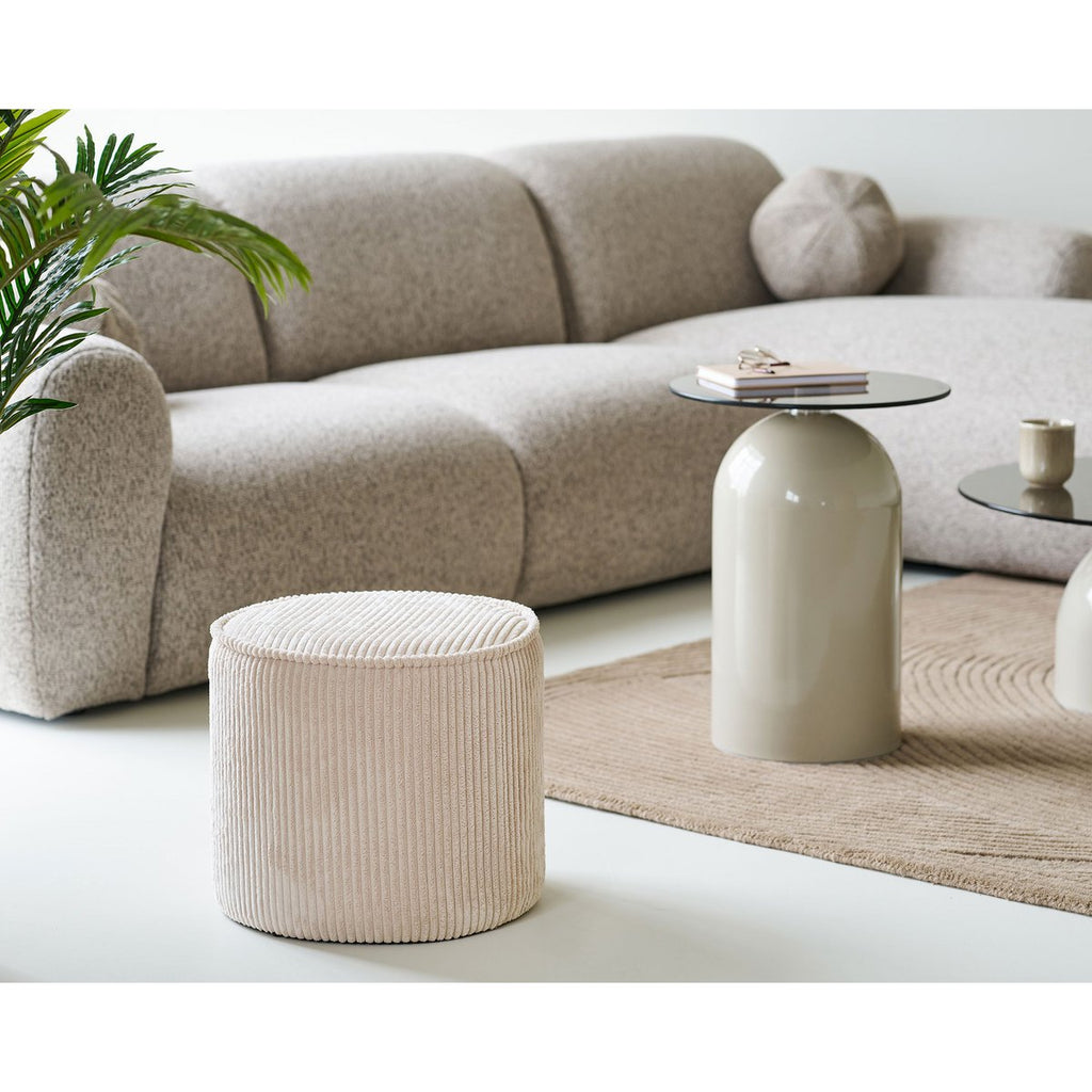 Taupo Poef, ribfluweel, beige, ø40x35 cm, HN1424