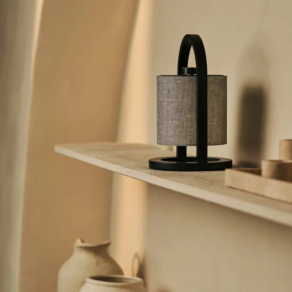 River Zwart & Grijs Houten Oplaadbare Lamp | Linnenmix, veelzijdig en tot 100 uur batterijduur