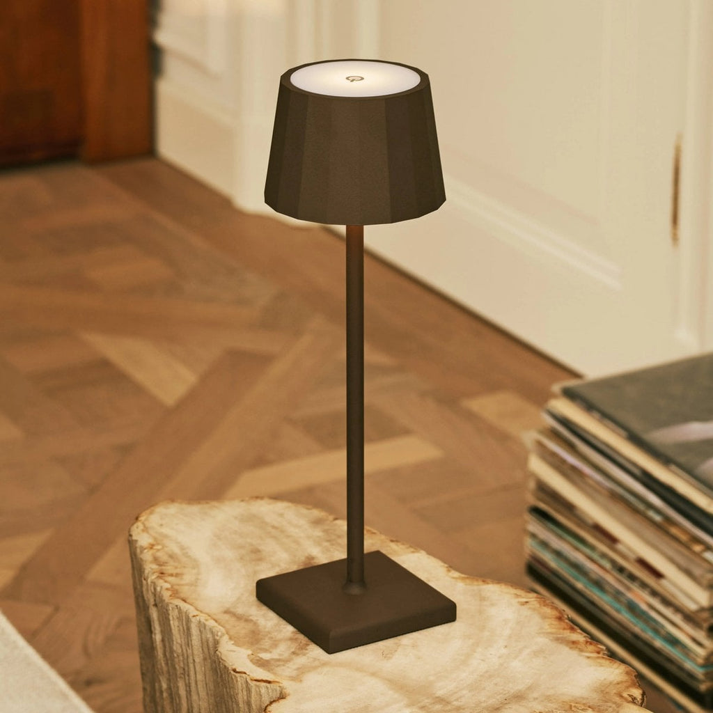 William Mocha Brown Rechargeable Table Lamp | Wireless Charging & 120-Hour Battery Life