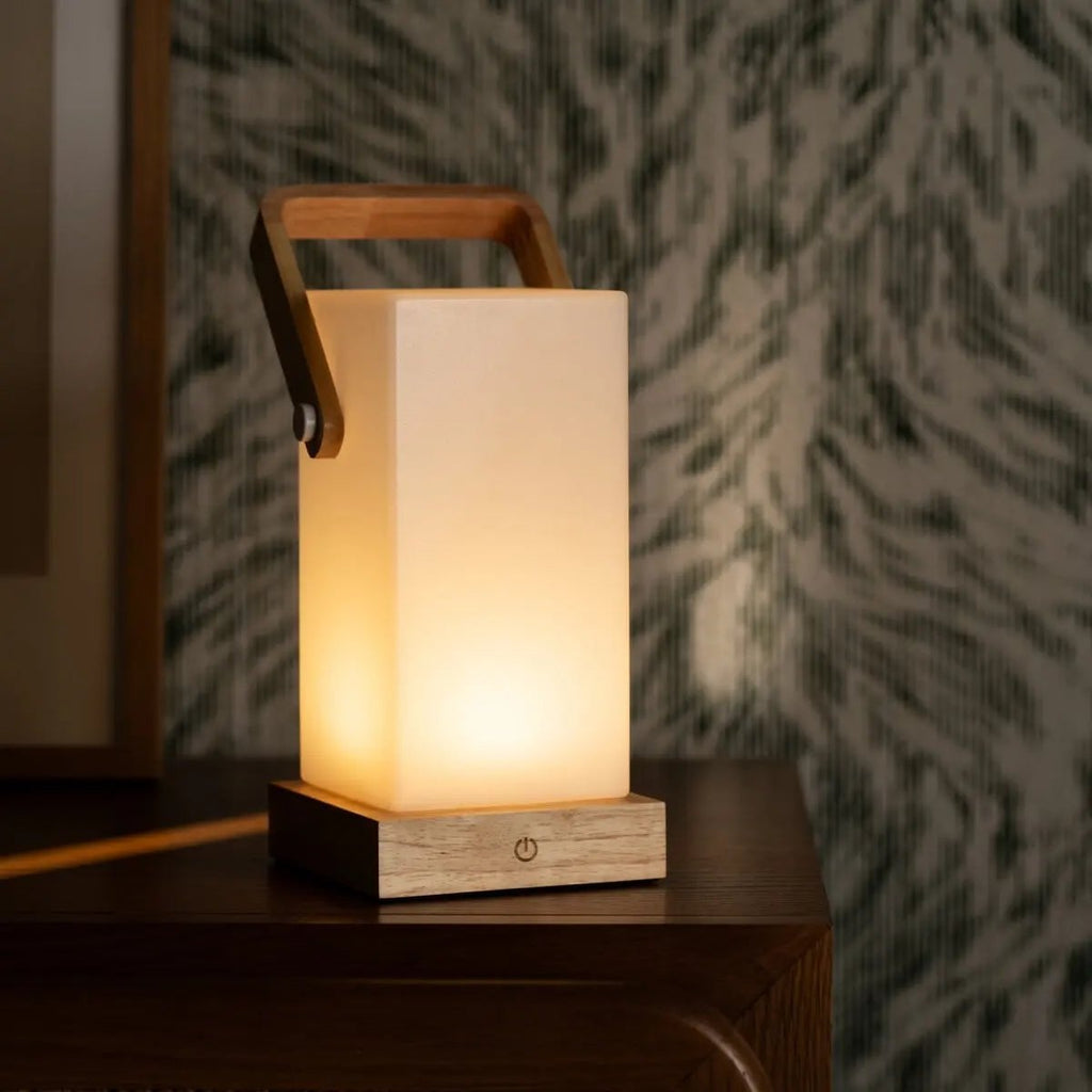 Harper Lichtbruine Houten Lamp | Draagbaar, oplaadbaar en veelzijdig