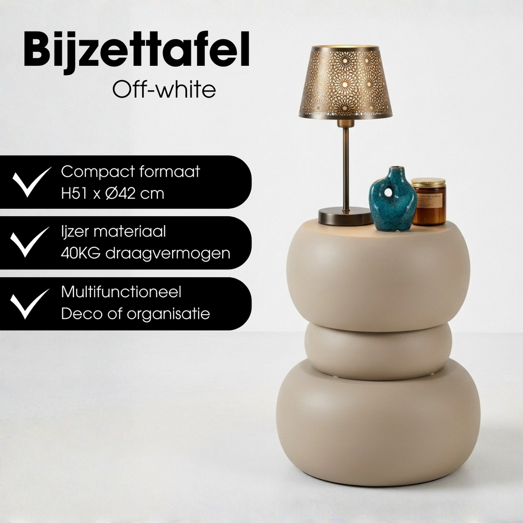 Bijzettafel Zea Gebroken wit