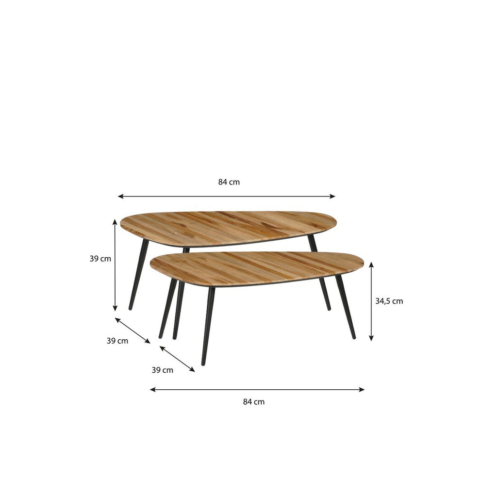 Bijzettafel set Jailey Bruin