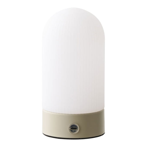 Ashford Tafellamp, metaal/PE, oplaadbaar, beige/wit