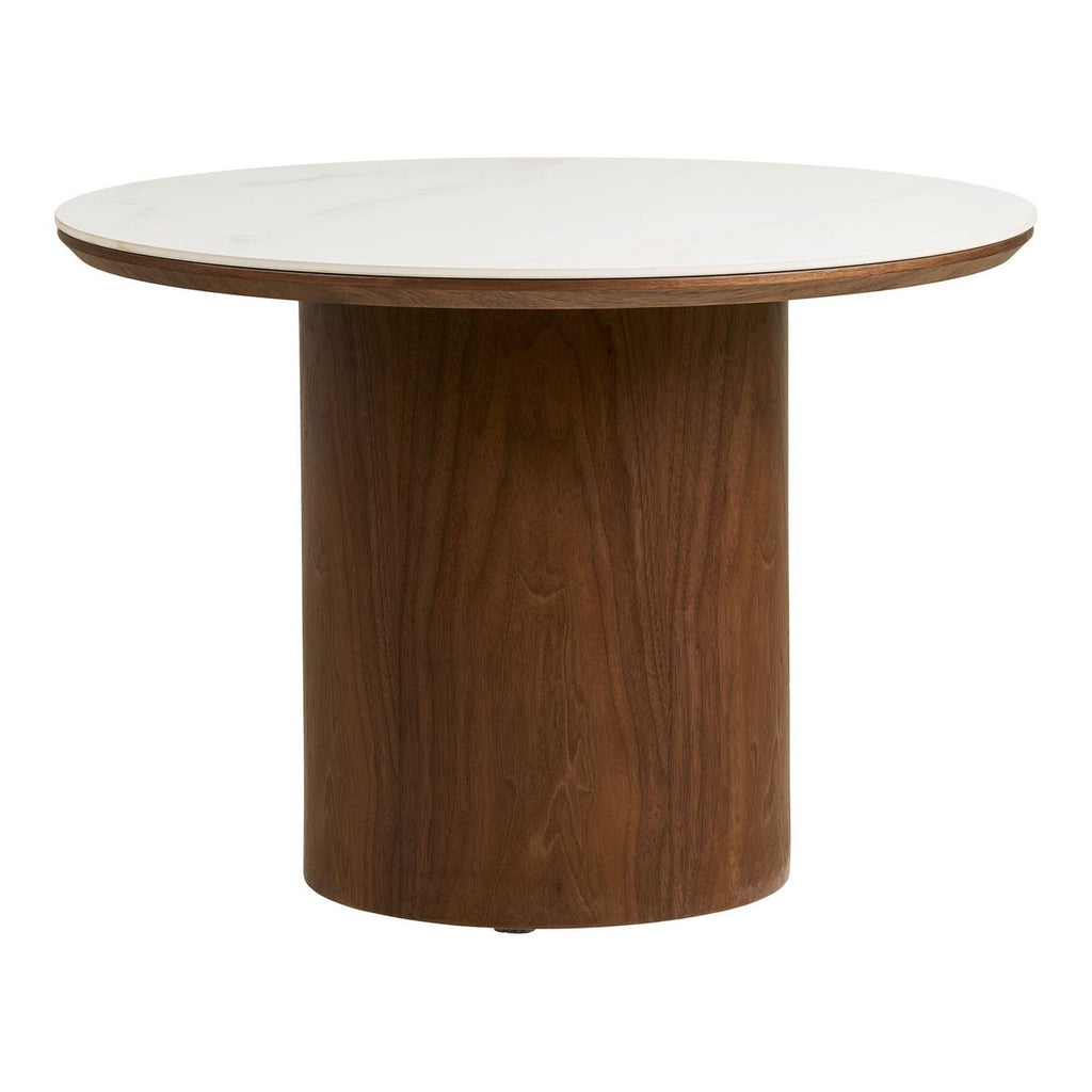 Noli Salontafel, tafelblad keramiek/essenfineer, wit/donkerbruin, ø60x42 cm