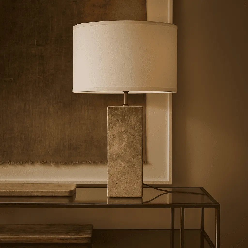 Rosie travertijnlamp | Katoenen kap en elegant ontwerp