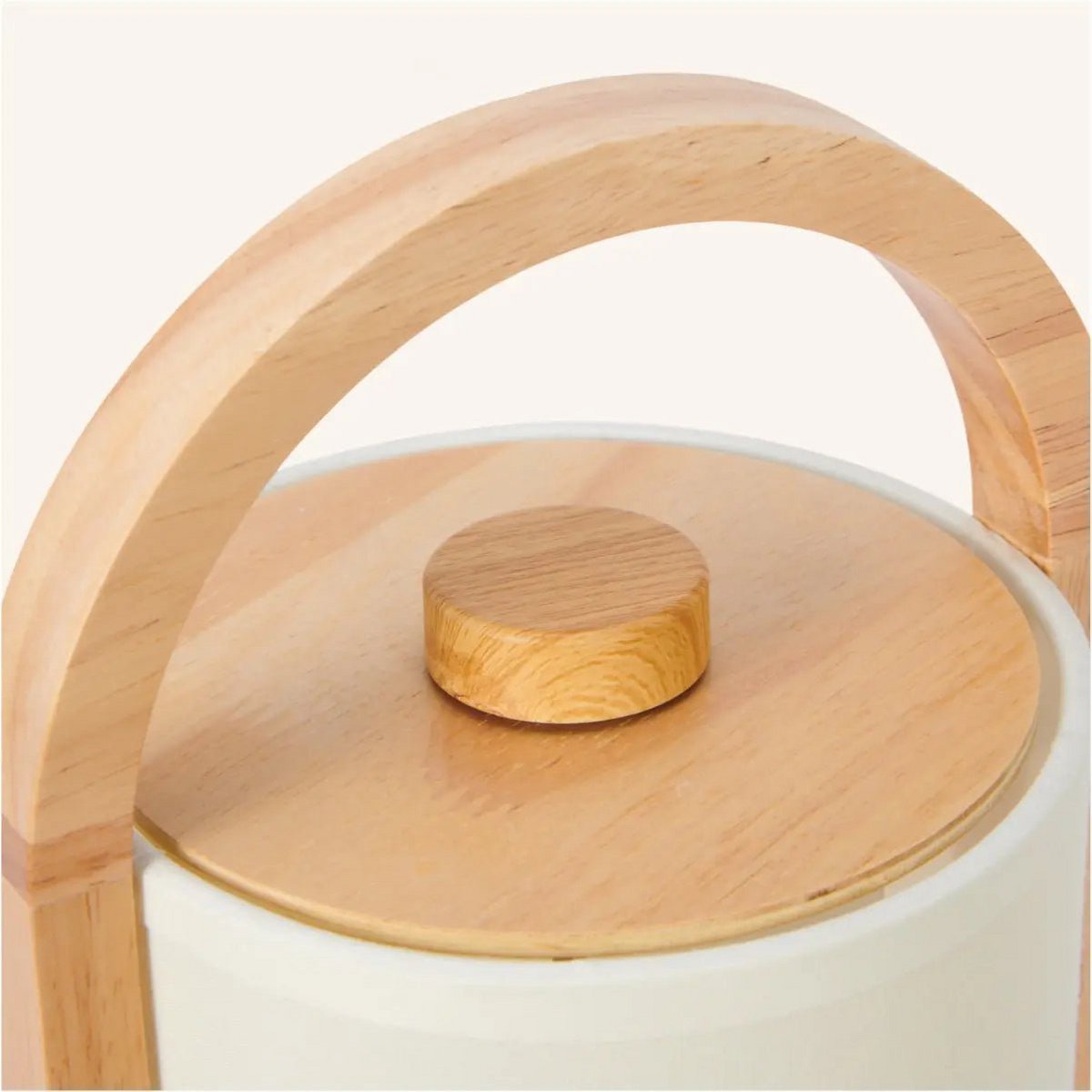 River Lichtbruine Houten Oplaadbare Lamp | Linnenmix, veelzijdig en tot 100 uur batterijduur