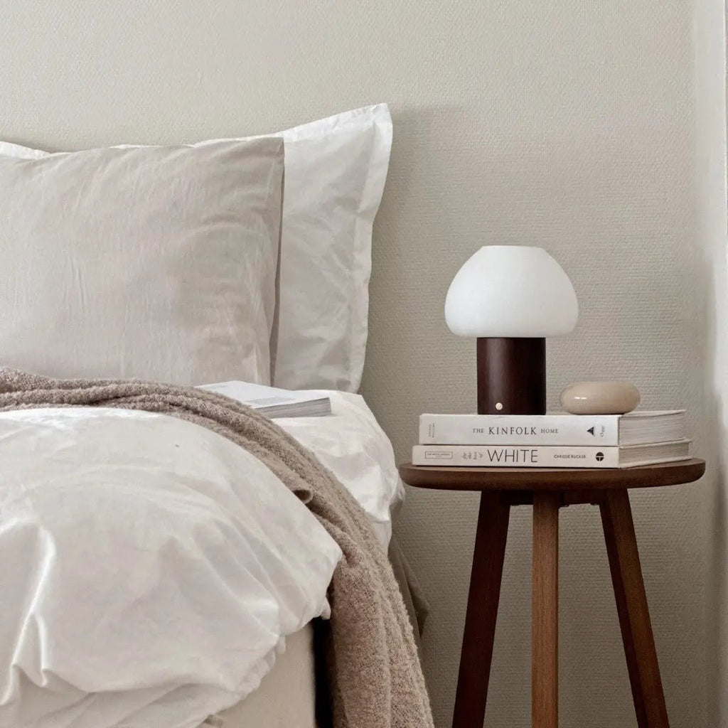 Fynn Donkerbruine Houten Lamp | Oplaadbaar, dimbaar en stijlvol