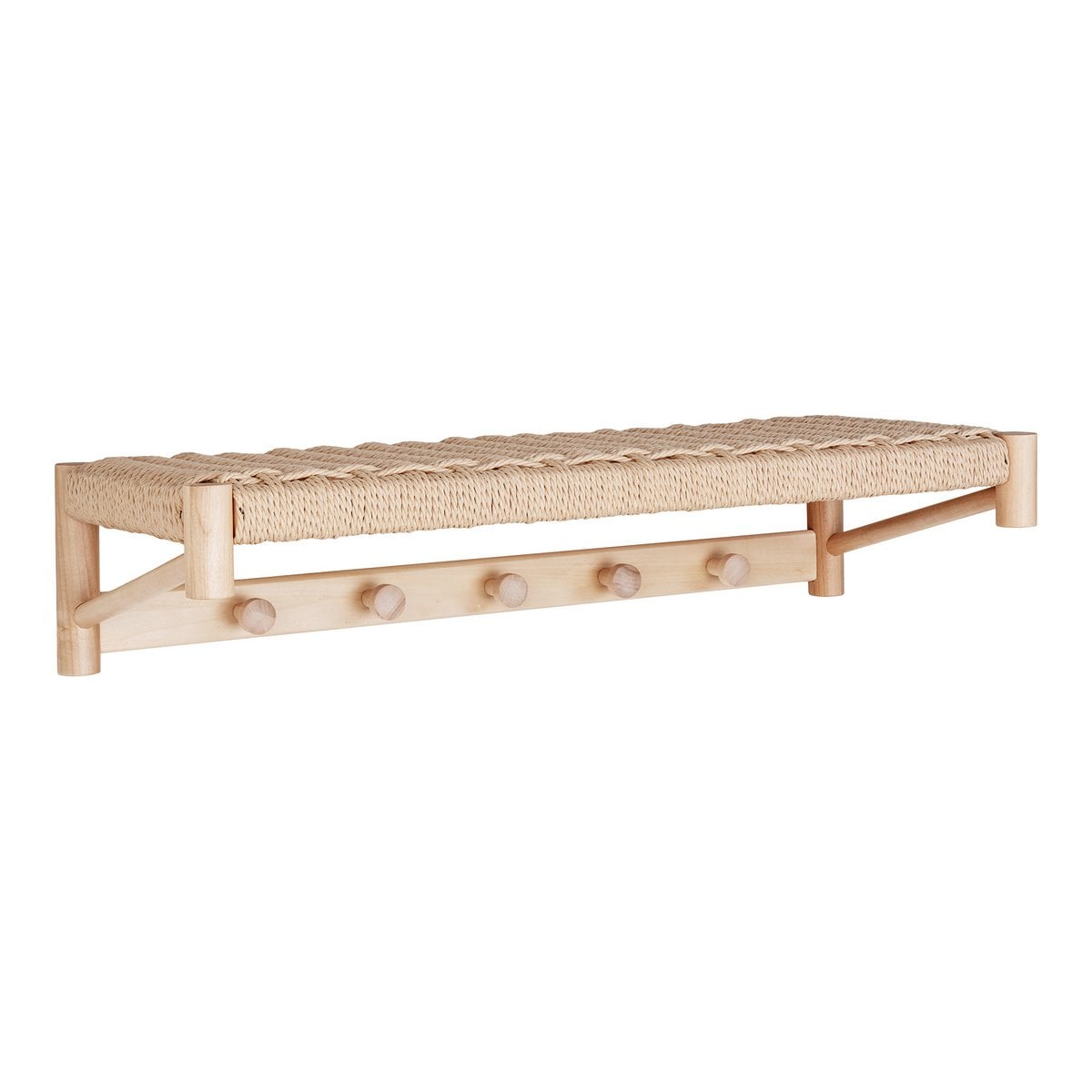 Abano Hoedenplank - Natuurlijk, Populierenhout/Papieren Koord, 78x31x17 cm