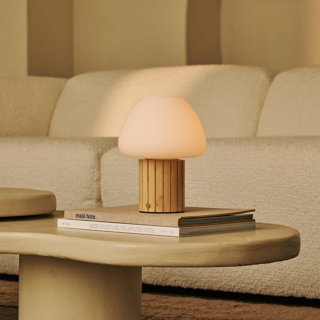 Romée Lichtbruine Oplaadbare Tafellamp | Modulaire lampenkap, dimbaar en 3 lichtkleuren