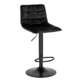 Middelfart Barstoel - Polyester Fluweel, Staal, Zwart - Set van 2