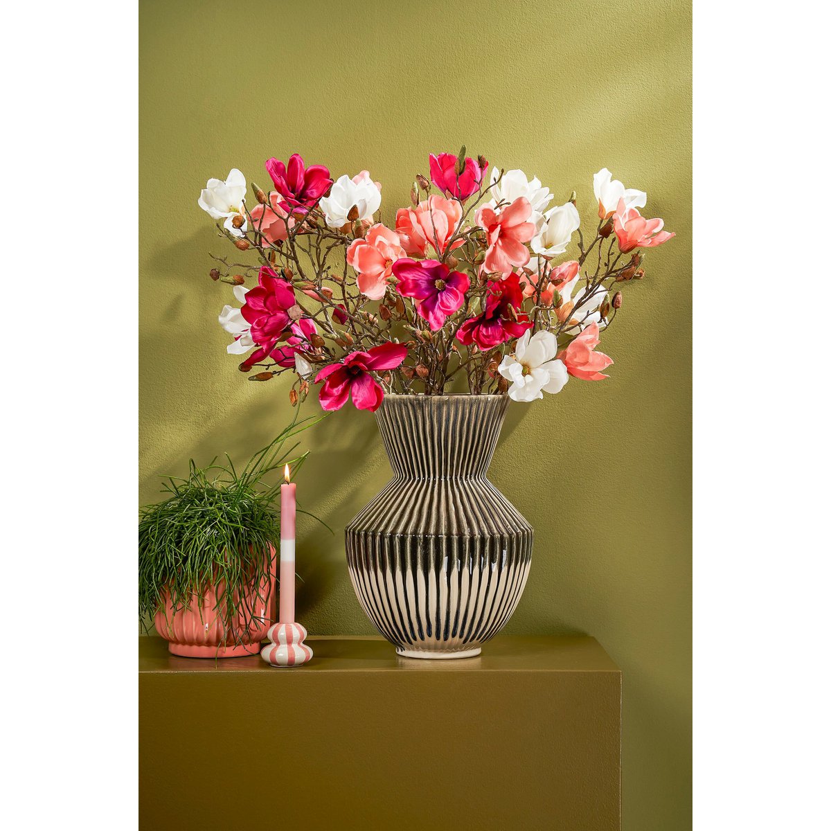 Kunstbloem Magnolia Perzik