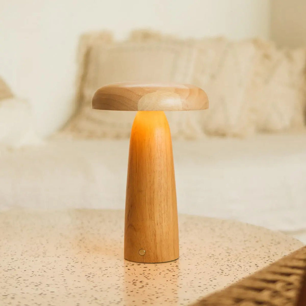 Lennart Lichtbruine Houten Tafellamp | Oplaadbaar, draadloos en dimbaar