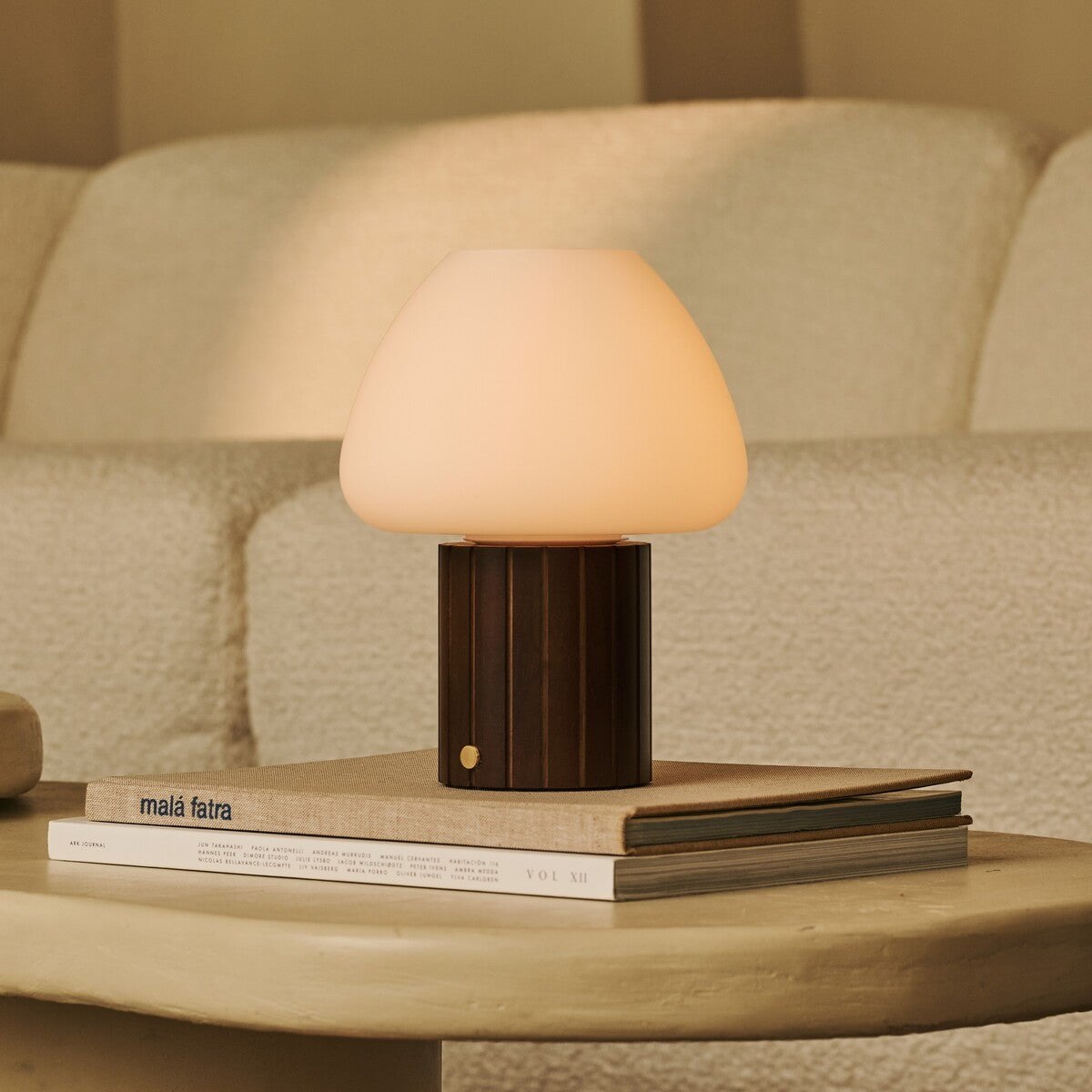 Romée Dark Brown Rechargeable Table Lamp | Modular Lampshade, Dimmable & 3 Light Colors