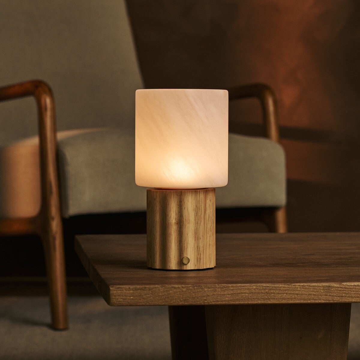 Frank Light Brown Rechargeable Table Lamp | Cordless, 3 Light Colors, Dimmable