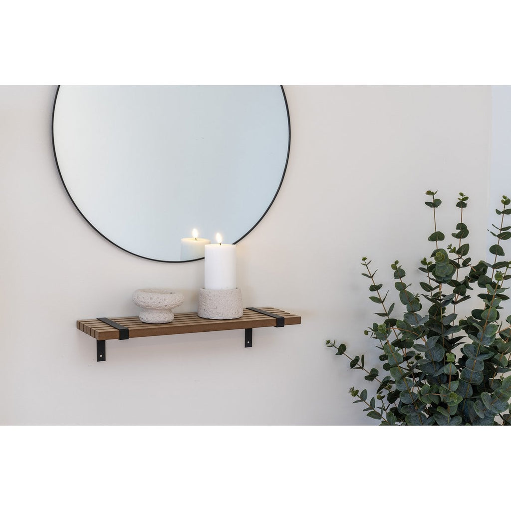 Luxor wandplank - Natuurlijk/zwart, MDF/Ash -fineer/metaal, 50x15x10 cm