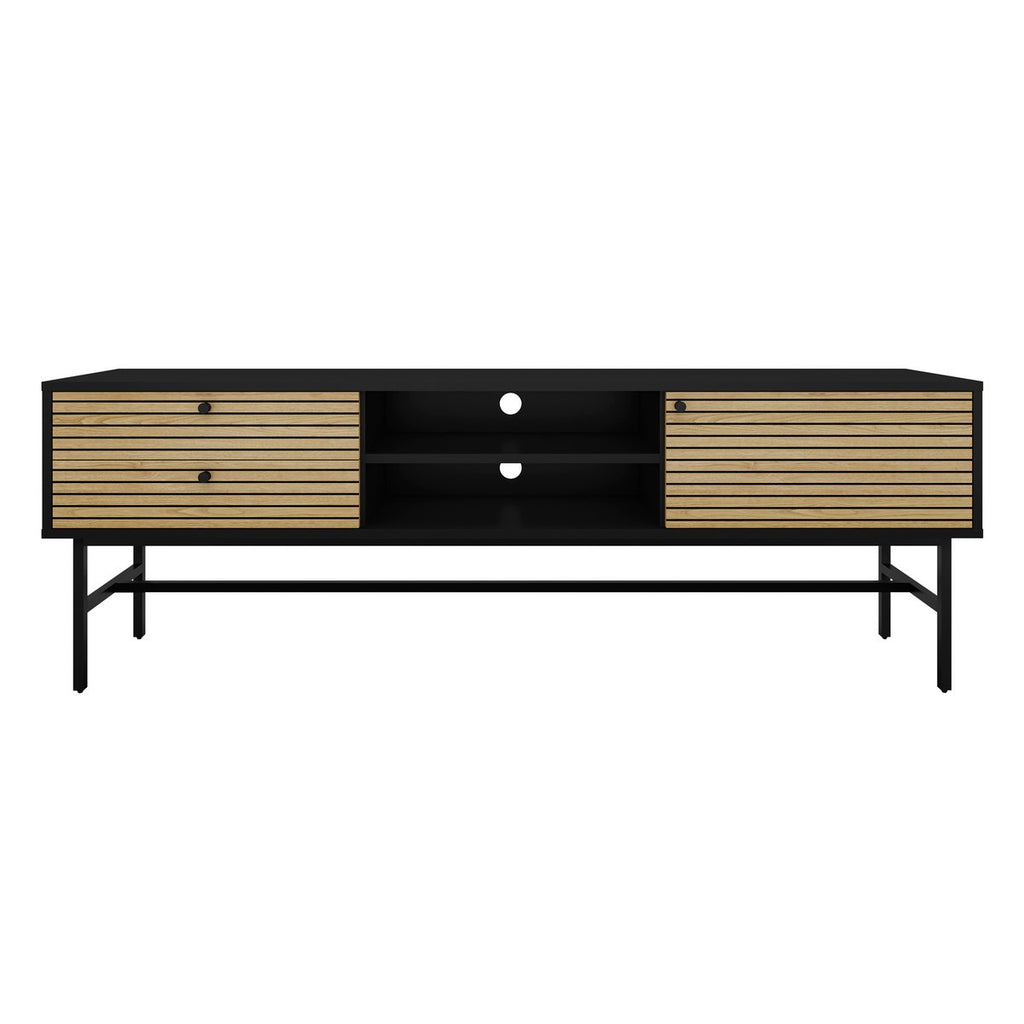 Lowboard zwart/eiken echt houtfineer